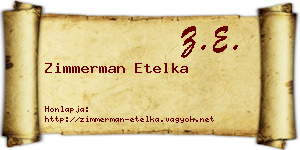 Zimmerman Etelka névjegykártya